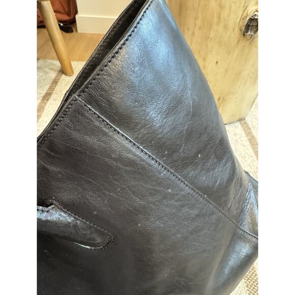 Claudia Firenze Black Leather Tote Bag Purse Large Italy - Picture 7 of 12